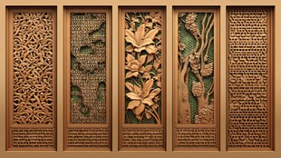 中式木雕艺术屏风展示