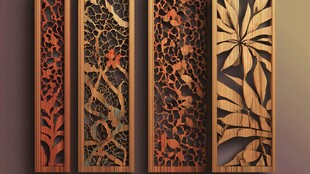 中式雕花木质屏风