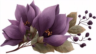紫色花卉插画