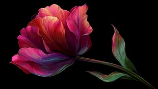 绚丽多彩单枝郁金香花朵