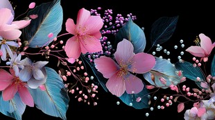 梦幻粉色花卉植物图案