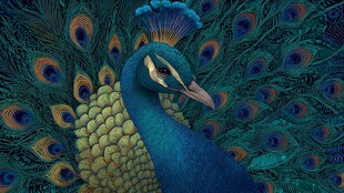 华丽孔雀展示绚丽羽毛