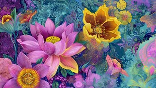 梦幻多彩花卉艺术图景