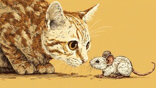 猫鼠对视的温馨瞬间