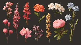 多彩花卉插画集合