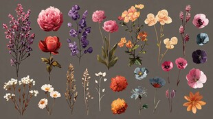 缤纷花卉插画素材集合