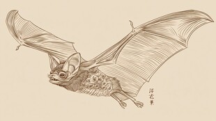 手绘蝙蝠展翅飞翔图