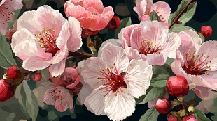 唯美绽放的娇艳粉色花朵