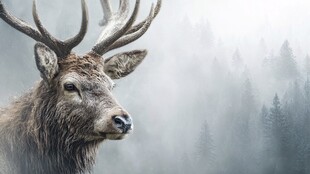 雾中雄鹿的威严瞬间