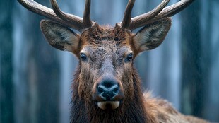 森林中麋鹿的特写肖像