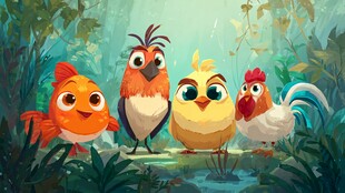 森林中的可爱动物伙伴