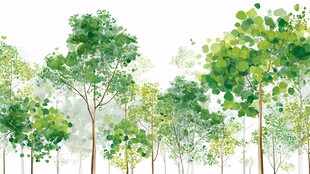 清新绿意森林风景插画