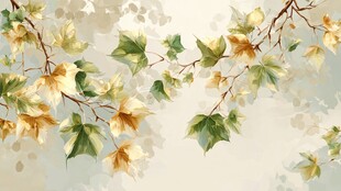 秋日藤蔓枝叶唯美插画