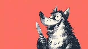 持刀恶狼插画形象