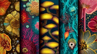 多彩海洋花卉图案素材