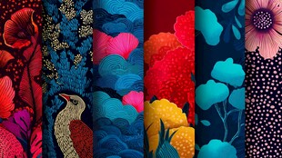 多彩民族风图案布料展示