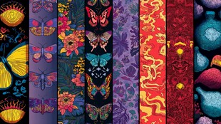 多彩蝴蝶花卉佩斯利图案