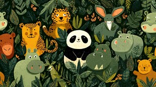 丛林中的可爱动物大聚会