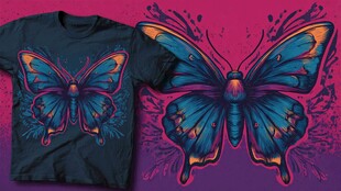 梦幻蝴蝶T恤图案设计