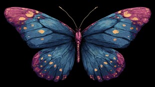 梦幻蓝紫蝴蝶展翅图