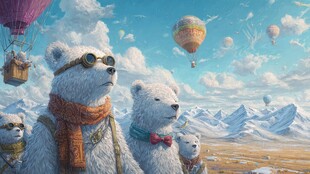 北极熊乘热气球奇幻之旅