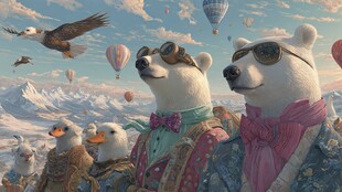 极地动物的奇幻飞行之旅