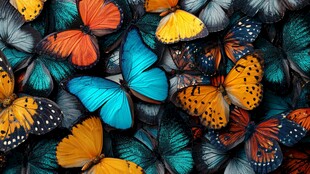 五彩斑斓蝴蝶群集画面