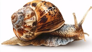 独特花纹的蜗牛特写