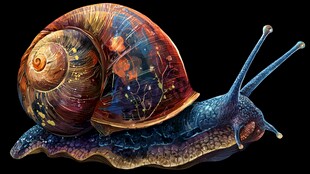 奇幻绚丽彩色蜗牛特写