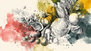 水彩绘就的缤纷蔬菜世界