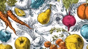 手绘多彩蔬菜水果图案