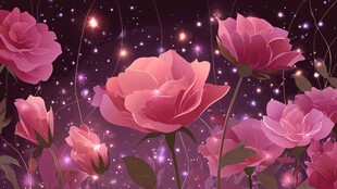 梦幻粉玫瑰与璀璨星光