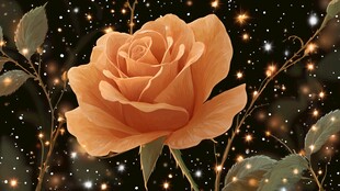 梦幻星空下的柔美橙玫瑰