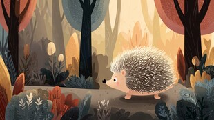 森林中的小刺猬漫步