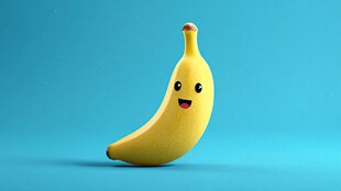 微笑香蕉 蓝色背景创意图