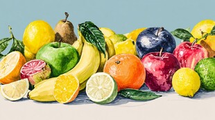 缤纷多彩水果静物画