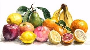 缤纷多彩水果静物画