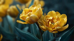 黄色重瓣郁金香的优雅姿态