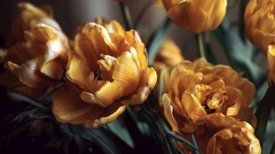 金色郁金香绽放的美丽瞬间