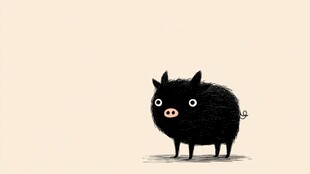 可爱小黑猪插画形象