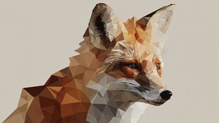 低多边形风格狐狸头部特写