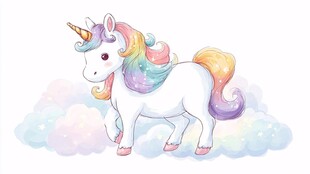 梦幻独角兽漫步云端