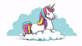 云端独角兽 梦幻卡通形象