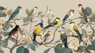 枝头众鸟绘就自然图景