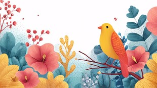 花鸟绘景 色彩缤纷的自然美