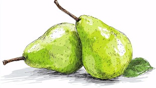 手绘青梨静物图