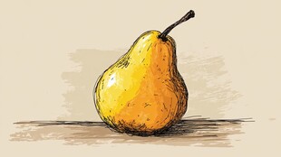 手绘黄梨静物图