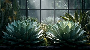 温室中的多肉植物景观