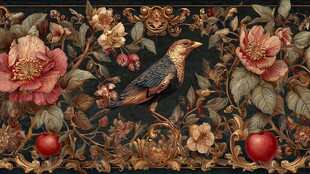 复古花鸟装饰艺术图案