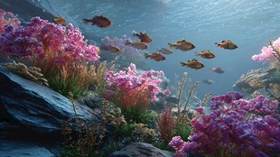 梦幻海底珊瑚与游鱼景观